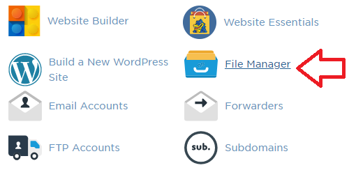 File manager option in hosting panel