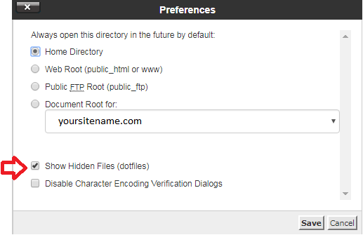show hidden files option